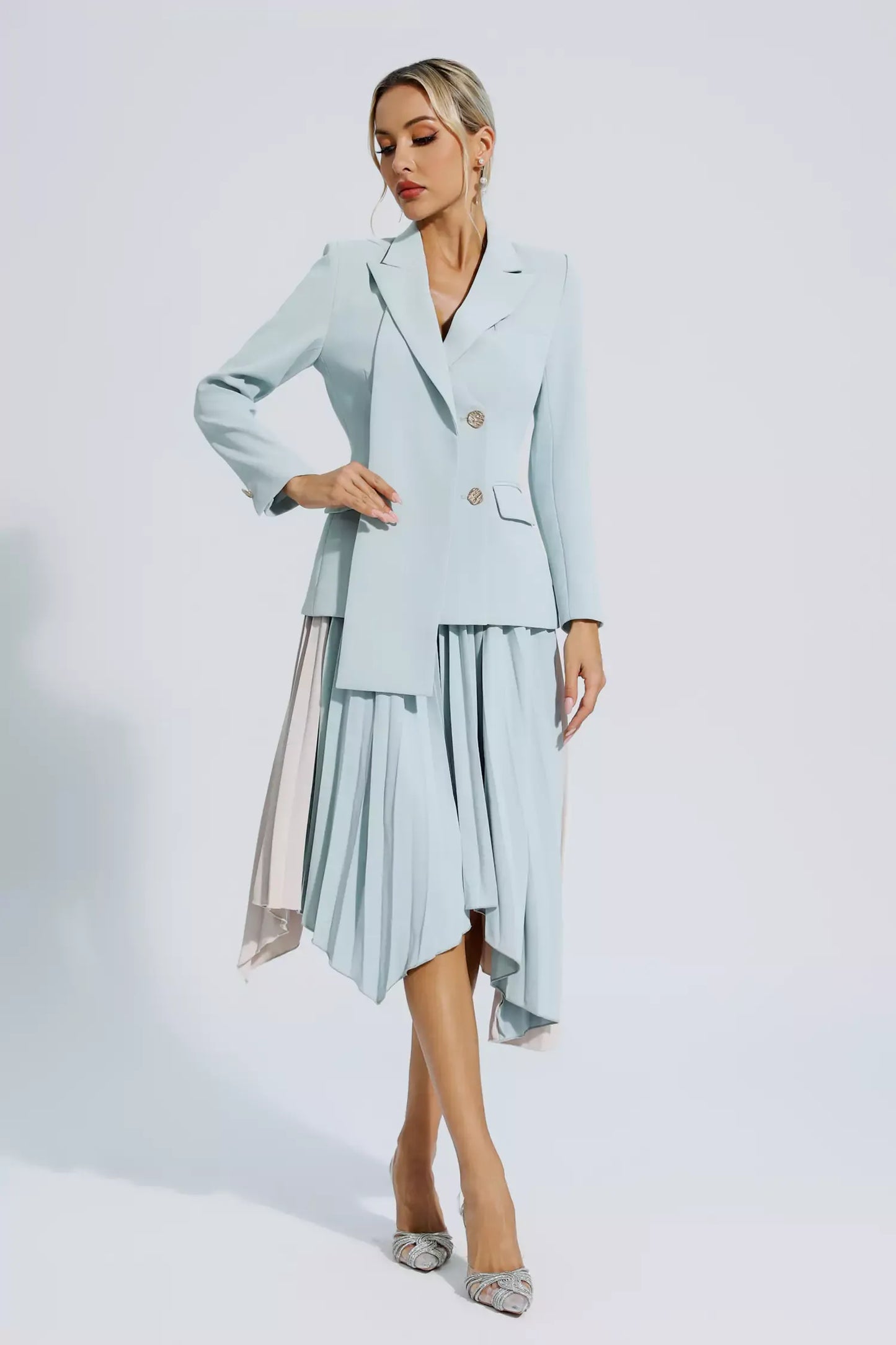 Blaire Gri Dantelli Blazer Takım