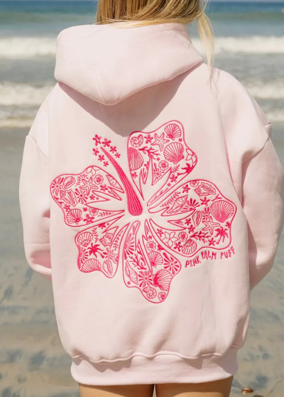 Alevna™ Oversize Hibiskus Baskılı Kapüşonlu
