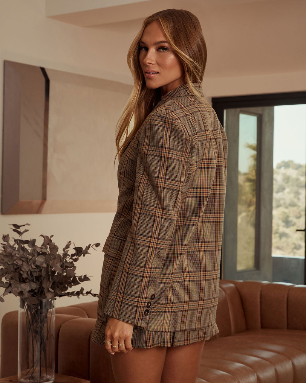 Binx Ekose Desenli Blazer Ceket