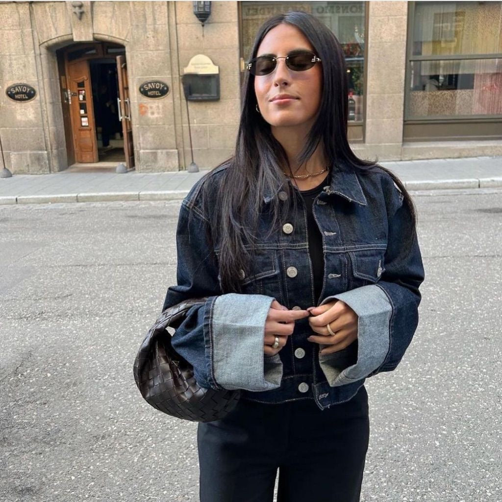 Alevna™ Lorelei - Kollu Denim İki Parçalı Set