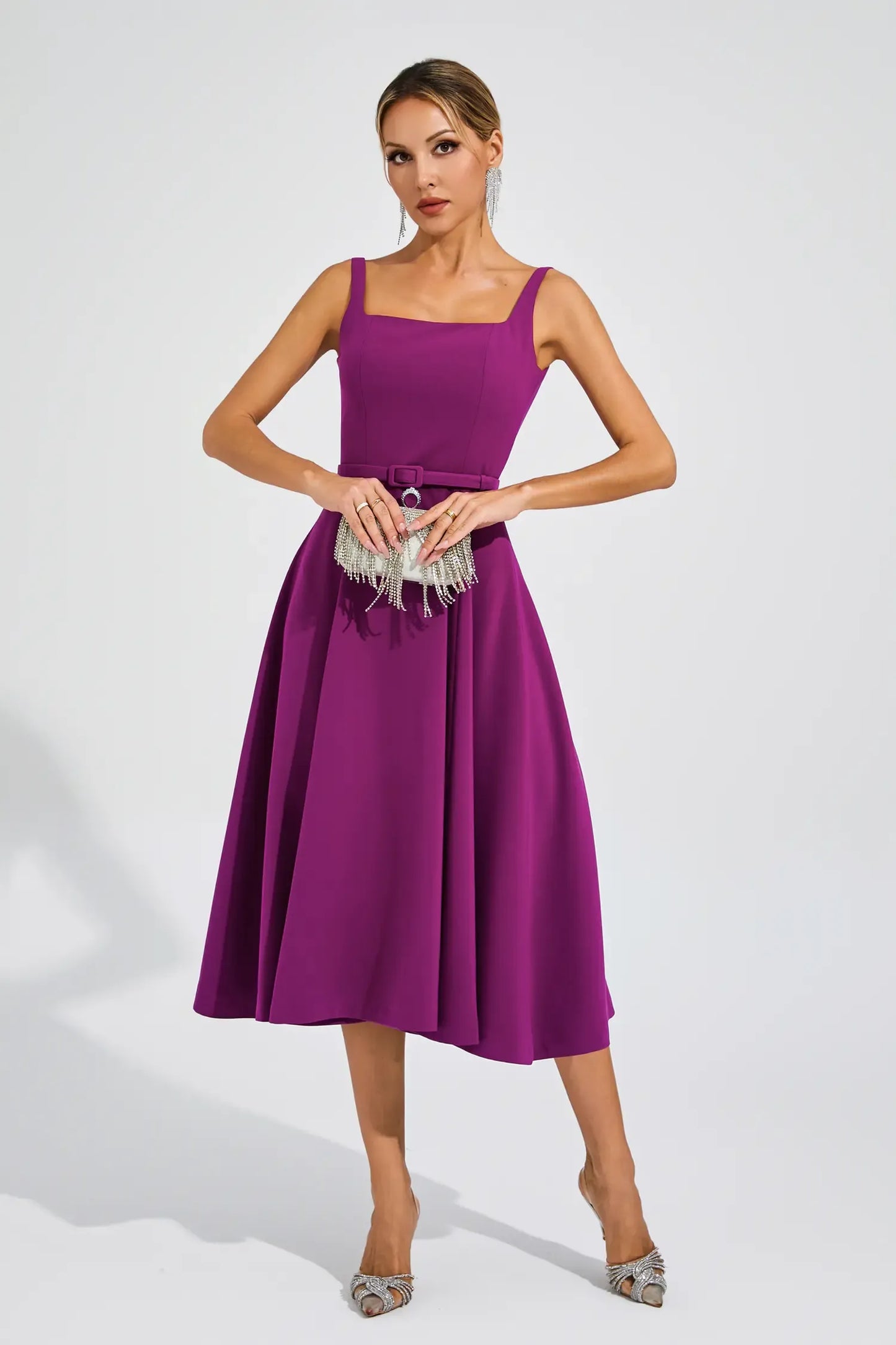 Phyllis Mor Slip Midi Elbise