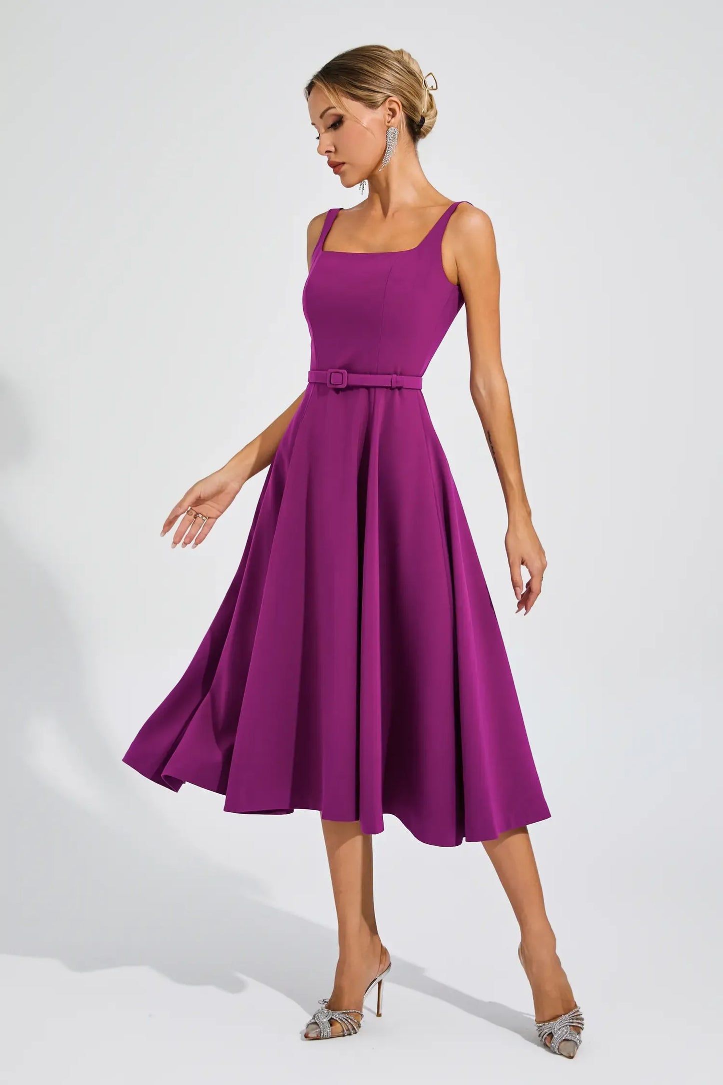 Phyllis Mor Slip Midi Elbise