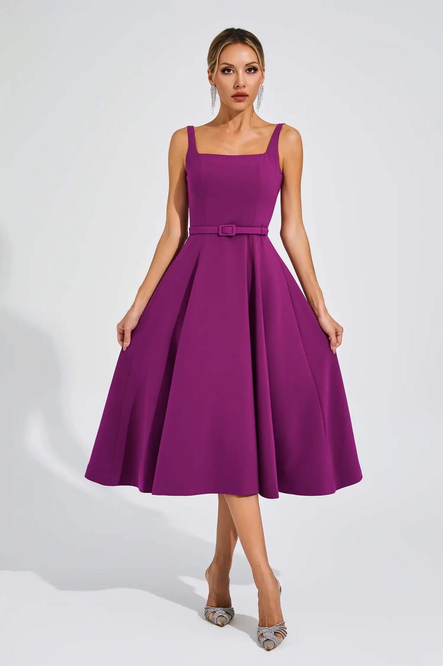 Phyllis Mor Slip Midi Elbise