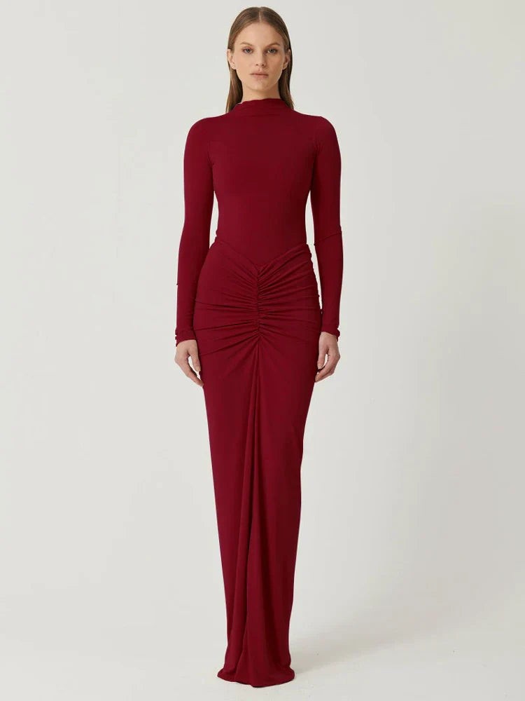 Alevna™ Moda Yamalı Uzun Elbise