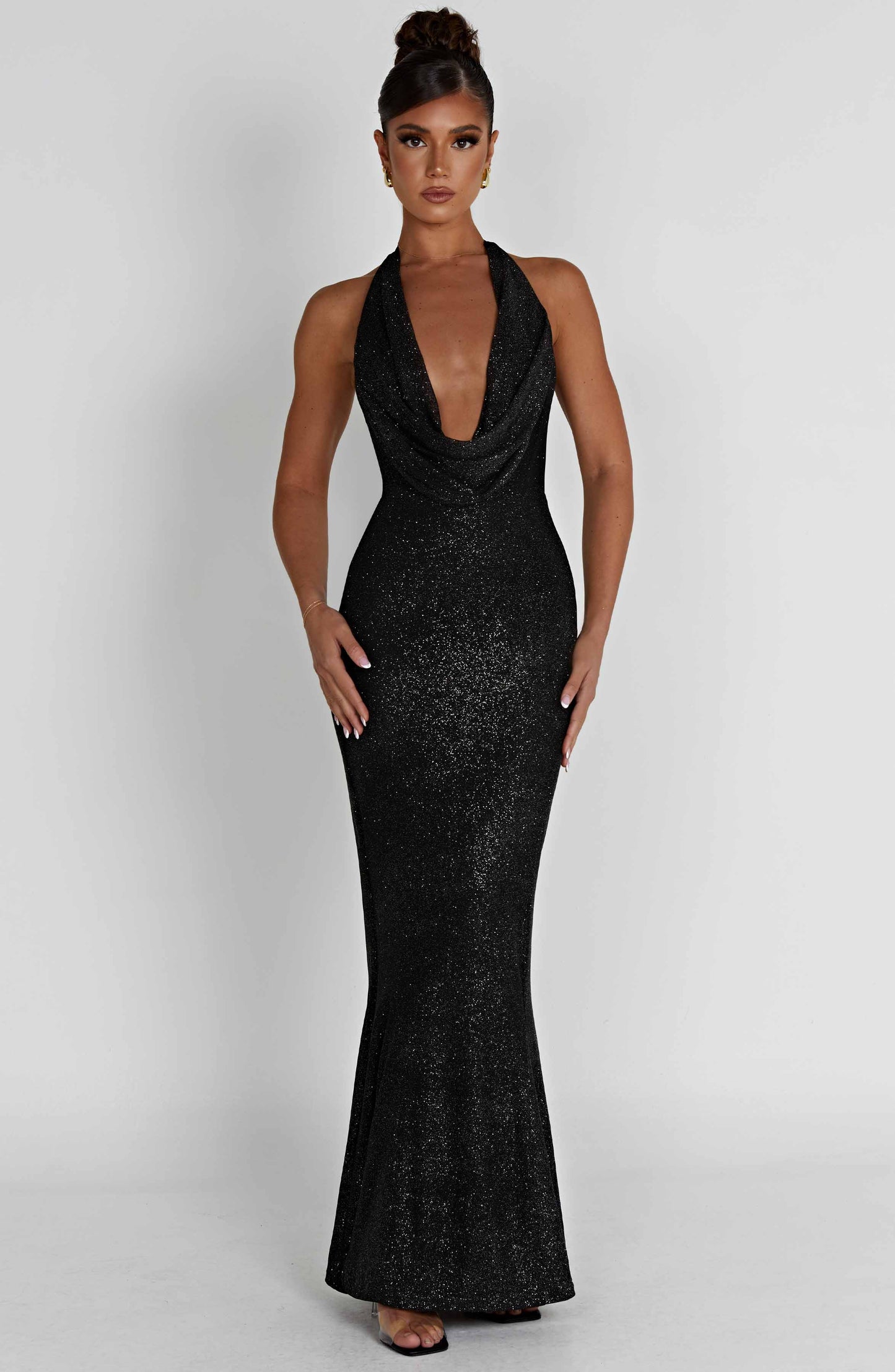 Alevna Chrishelle Maxi Elbise - Siyah Işıltılı