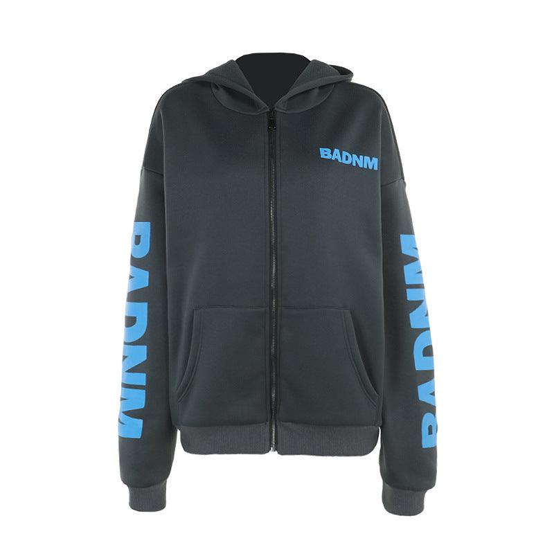 Alevna™ Yazı Baskılı Sweat Mont