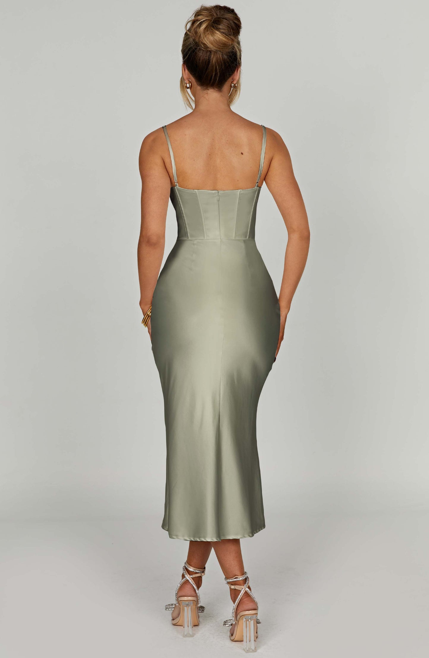 Alevna™ Farrah Midi Elbise - Adaçayı