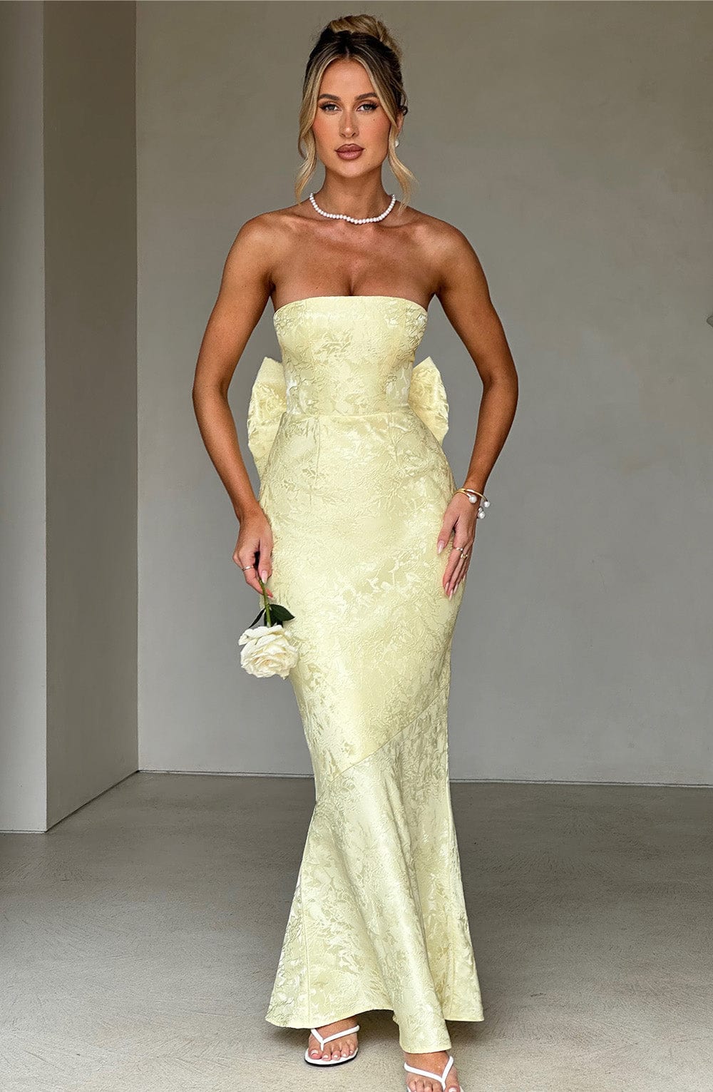Alevna™ Felicity Uzun Elbise - Limon