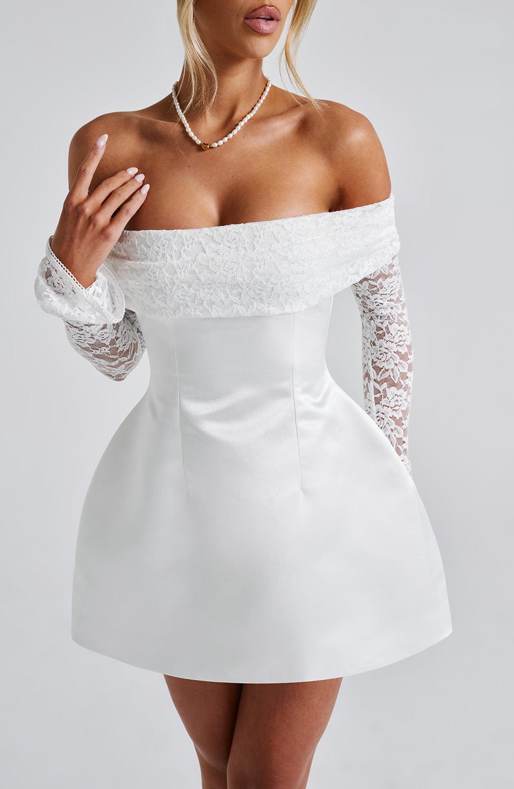 Alevna™ Georgianna Mini Elbise - Fildişi