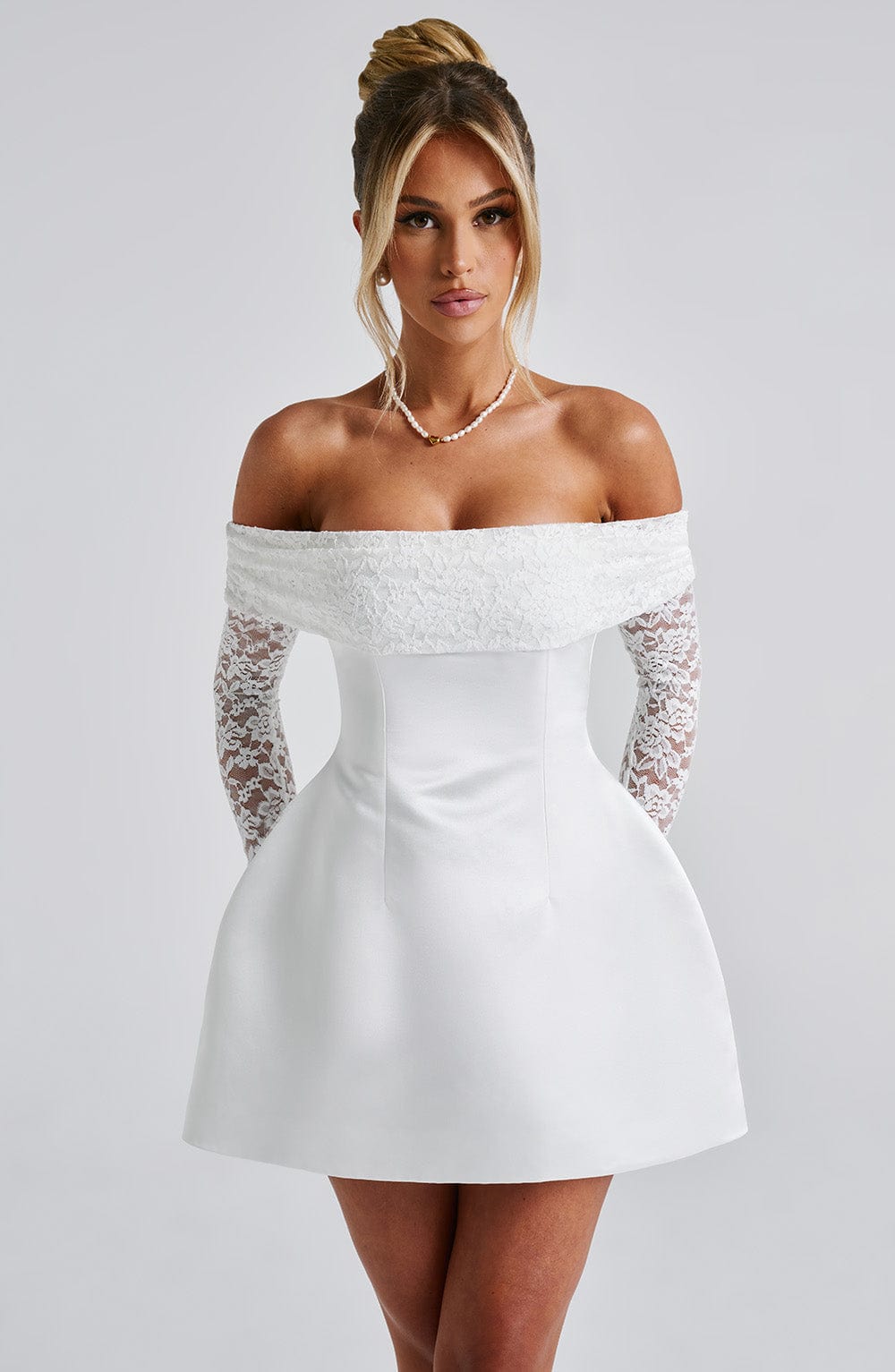 Alevna™ Georgianna Mini Elbise - Fildişi