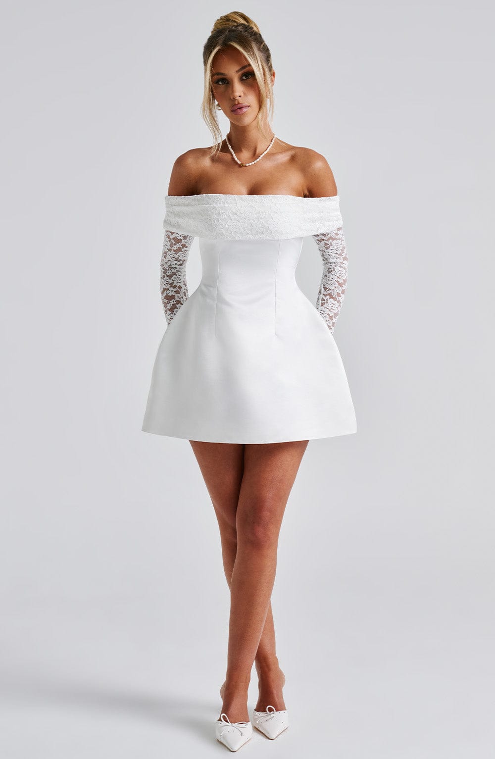 Alevna™ Georgianna Mini Elbise - Fildişi