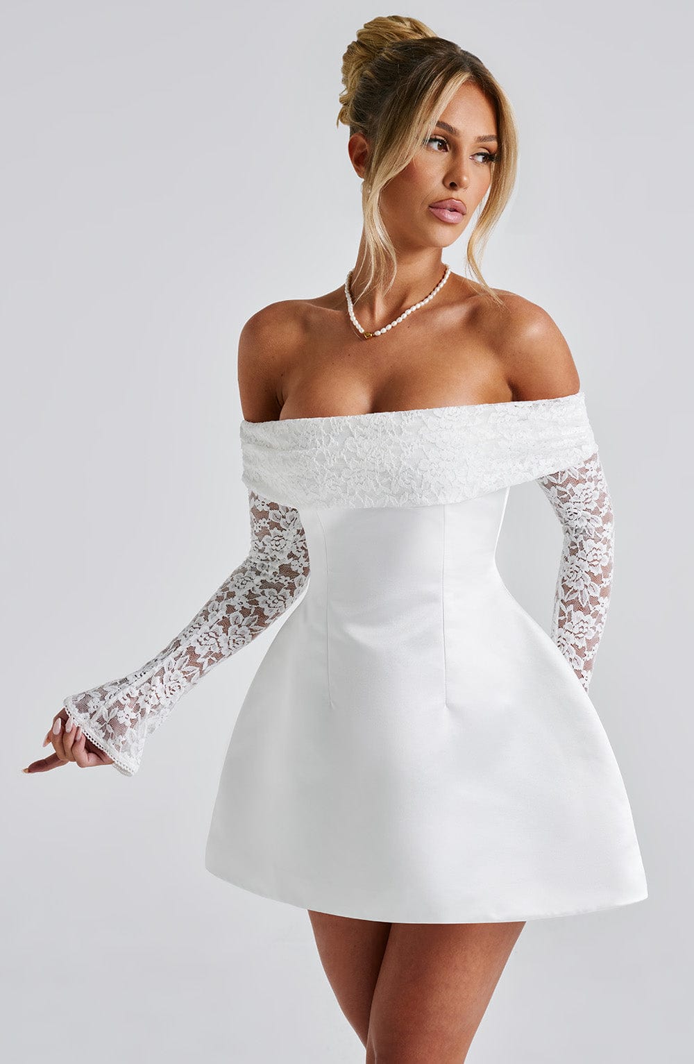 Alevna™ Georgianna Mini Elbise - Fildişi