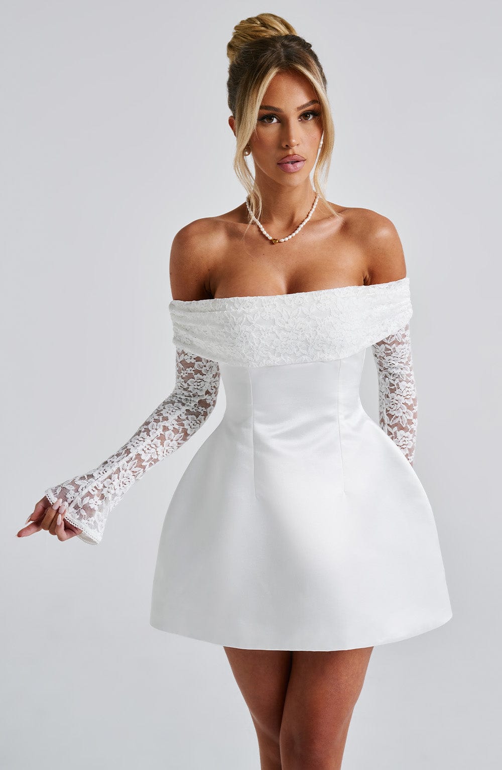 Alevna™ Georgianna Mini Elbise - Fildişi