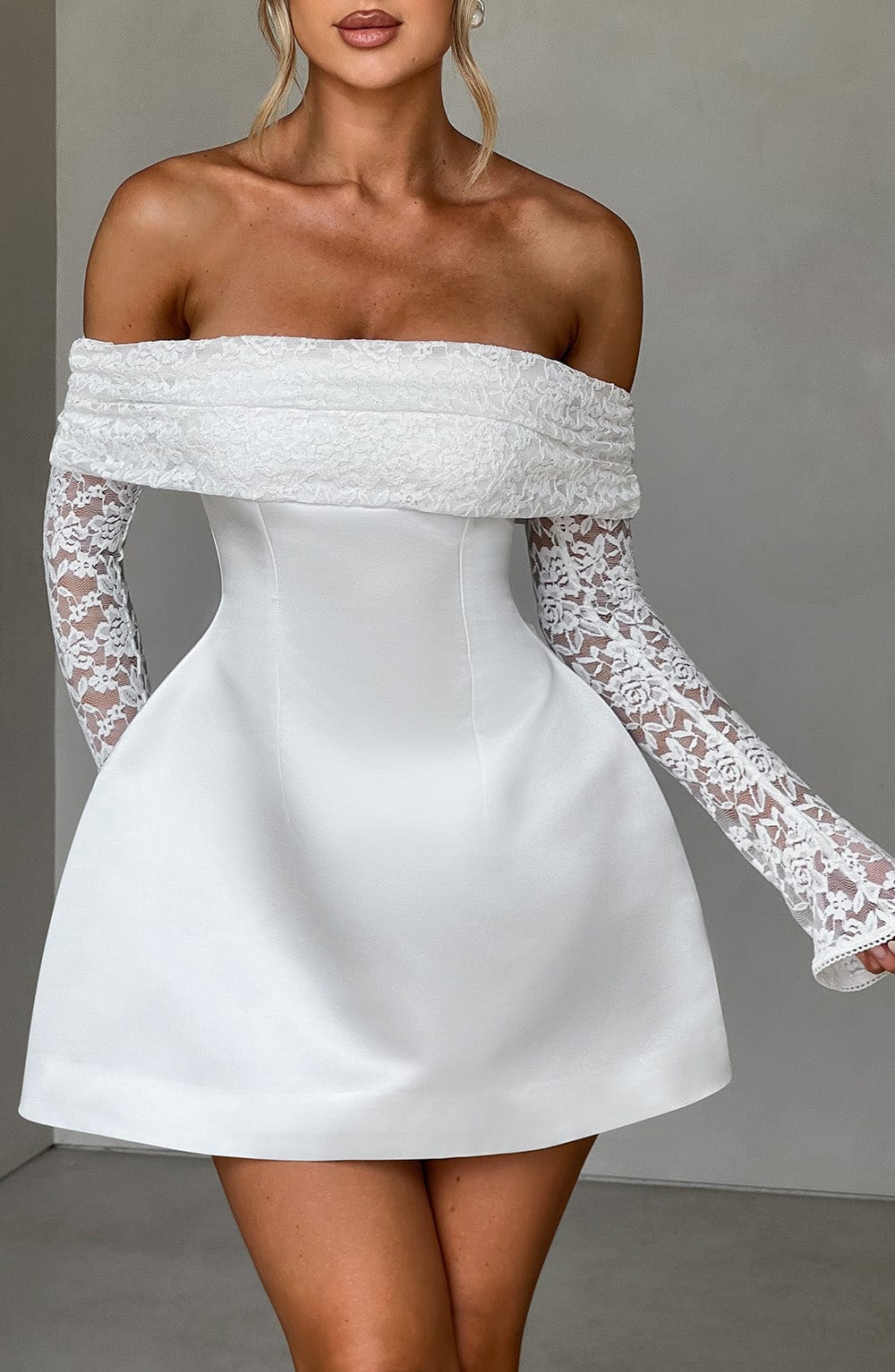 Alevna™ Georgianna Mini Elbise - Fildişi