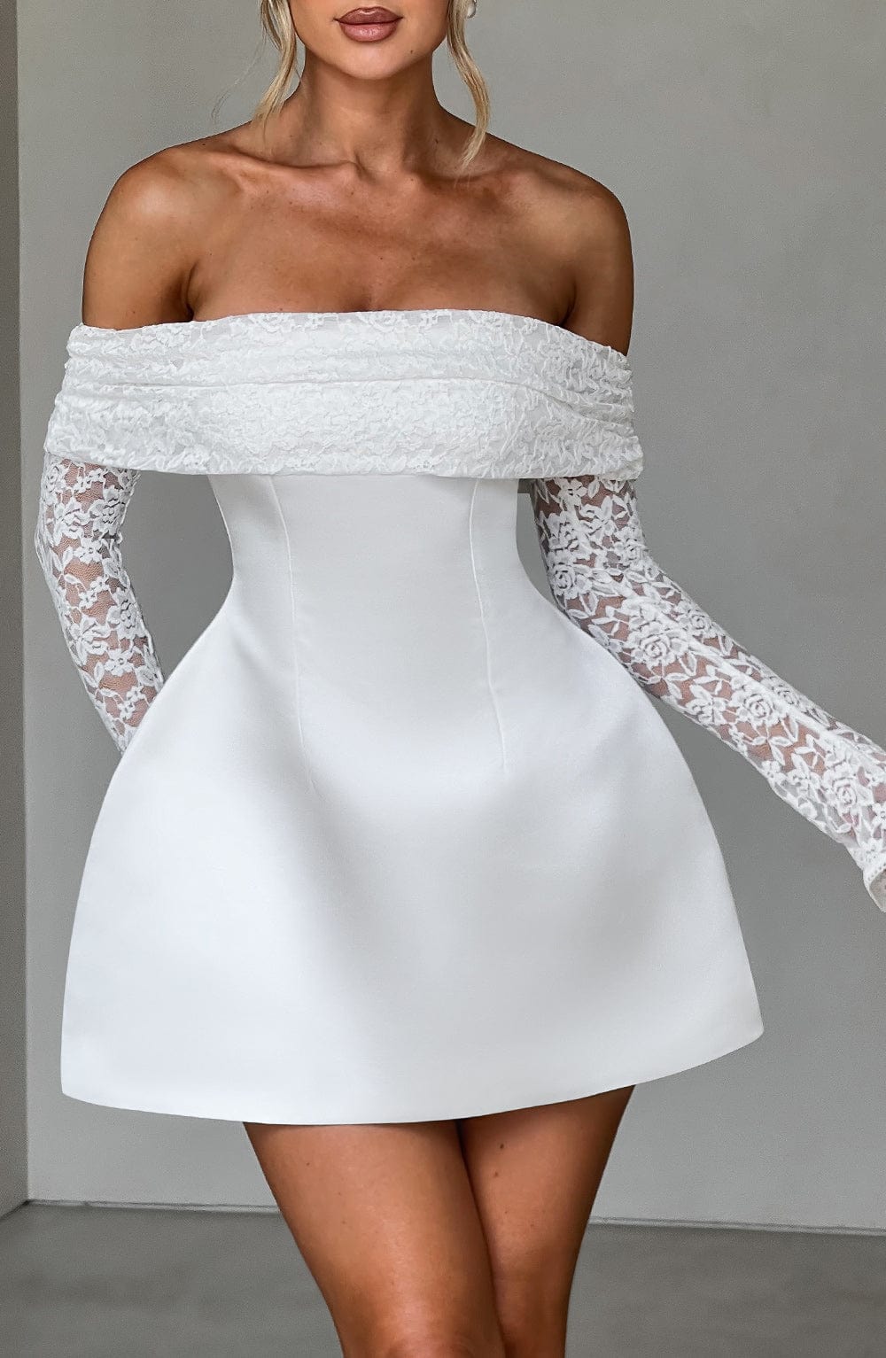 Alevna™ Georgianna Mini Elbise - Fildişi