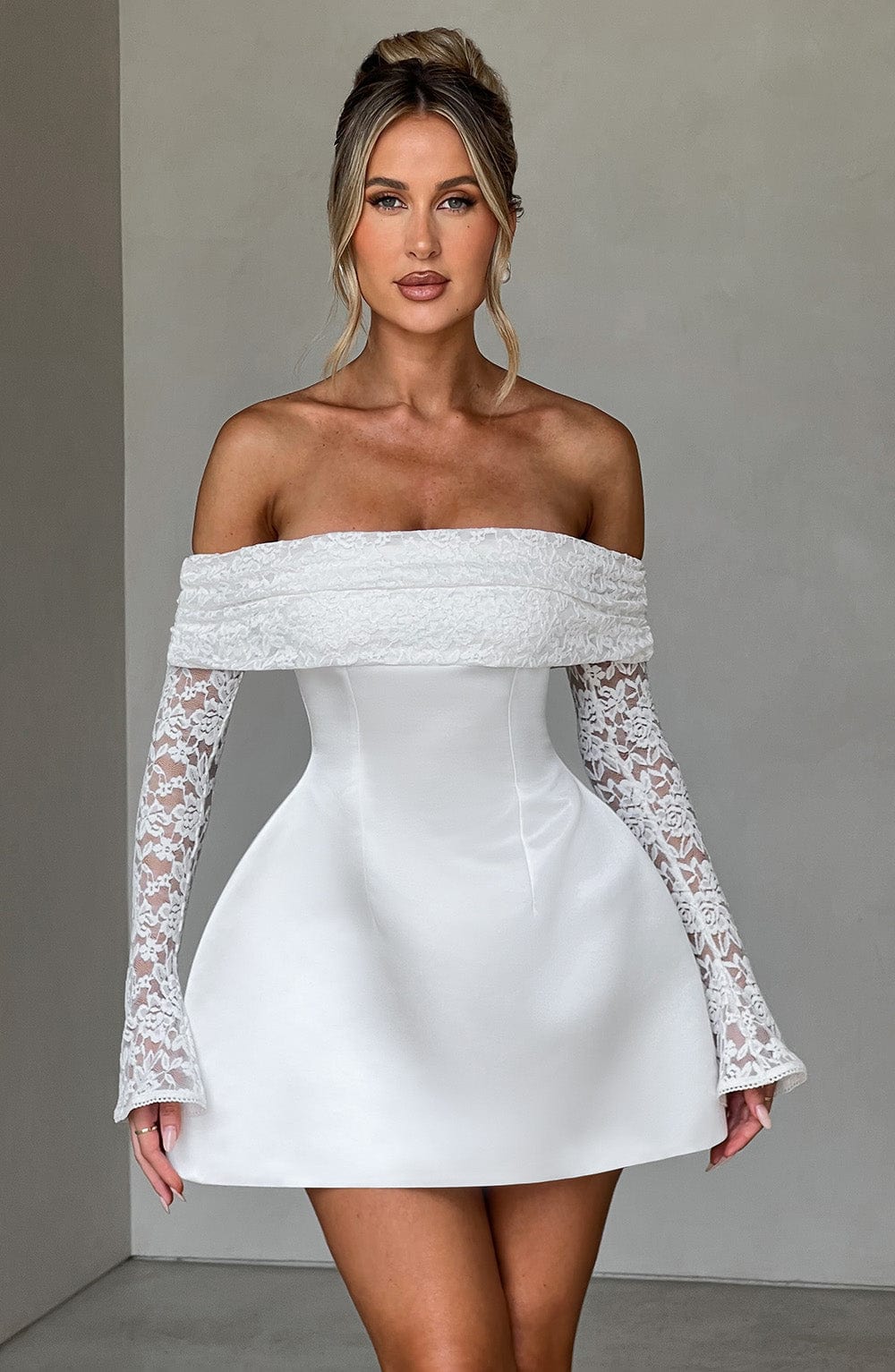 Alevna™ Georgianna Mini Elbise - Fildişi