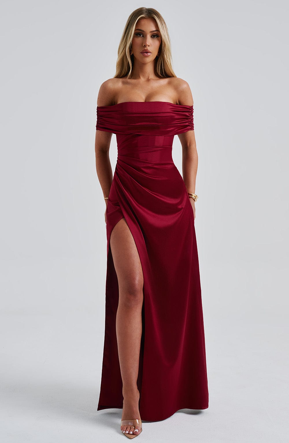 Alevna Gwendolyn Maxi Elbise - Bordo