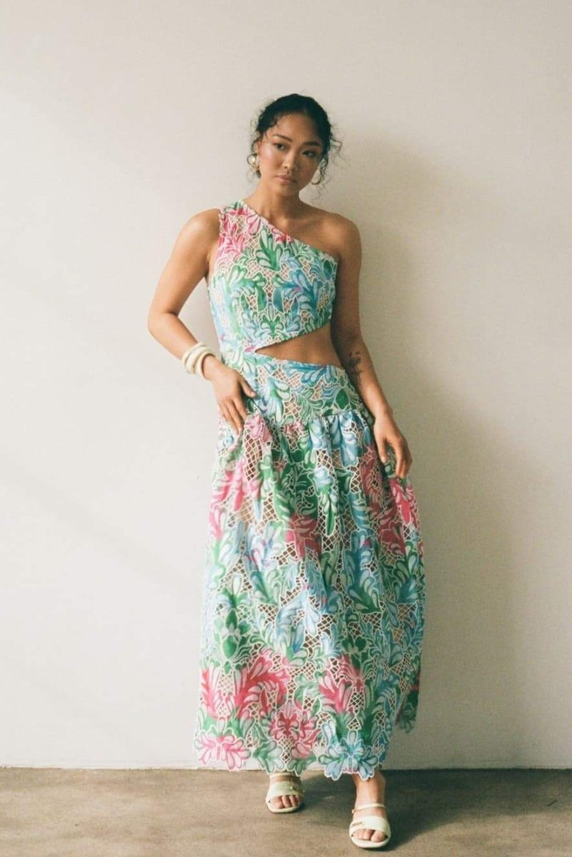 Jocelyn İşlemeli Cut-Out Midi Elbise