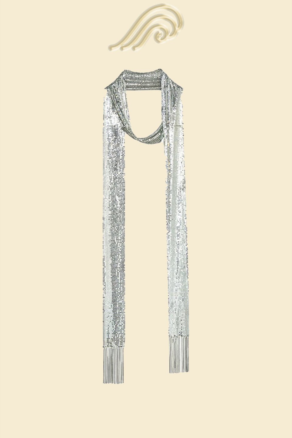Metalik Püsküllü Skinny Eşarp