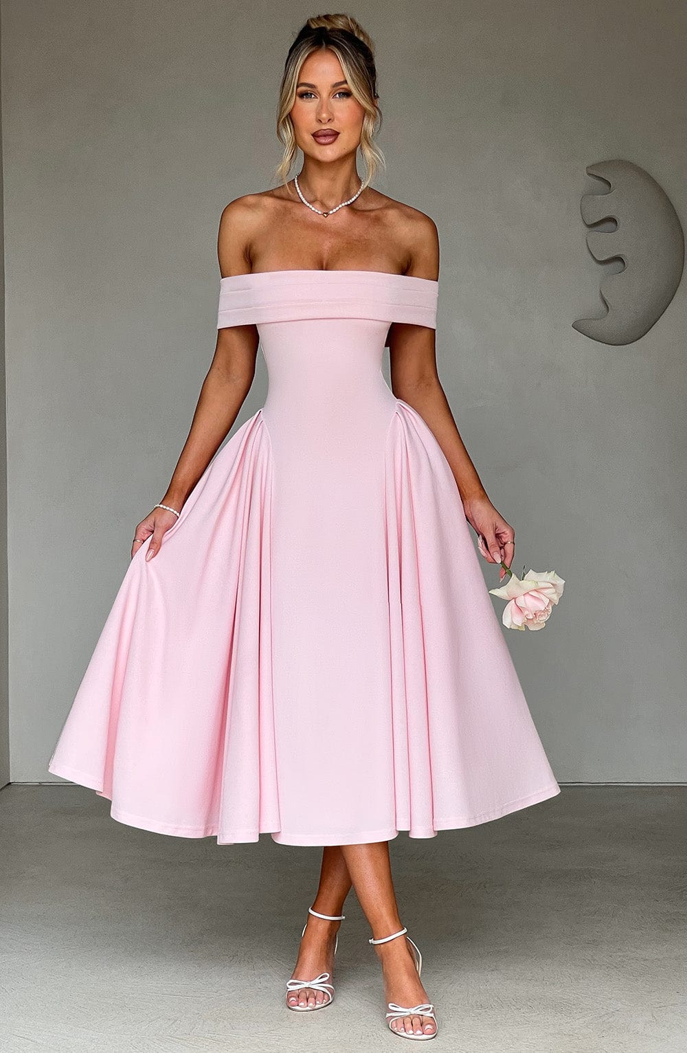 Alevna™ Miranda Midi Elbise - Allık