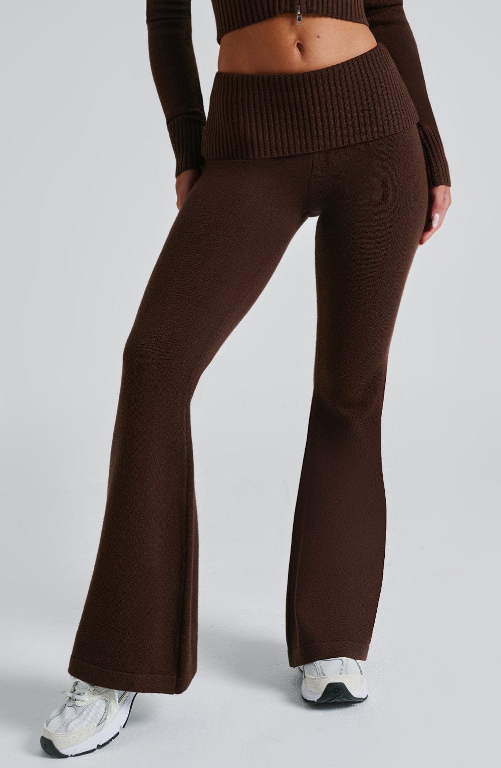 Alevna™ Portia Örgü Pantolon - Çikolata