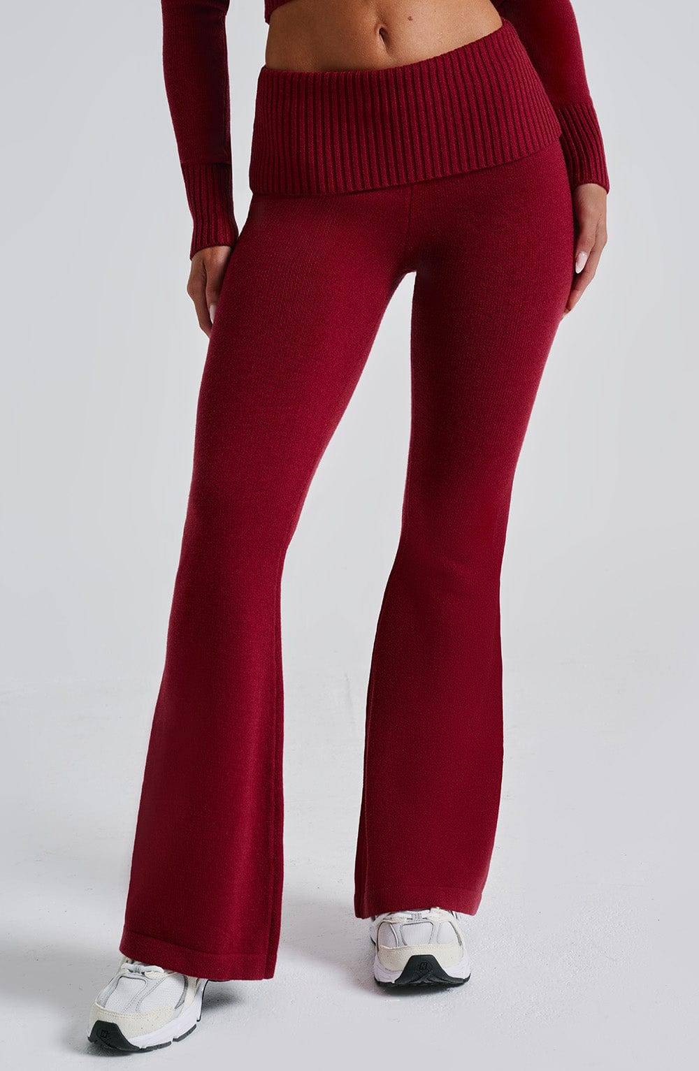 Alevna™ Portia Triko Pantolon - Kırmızı
