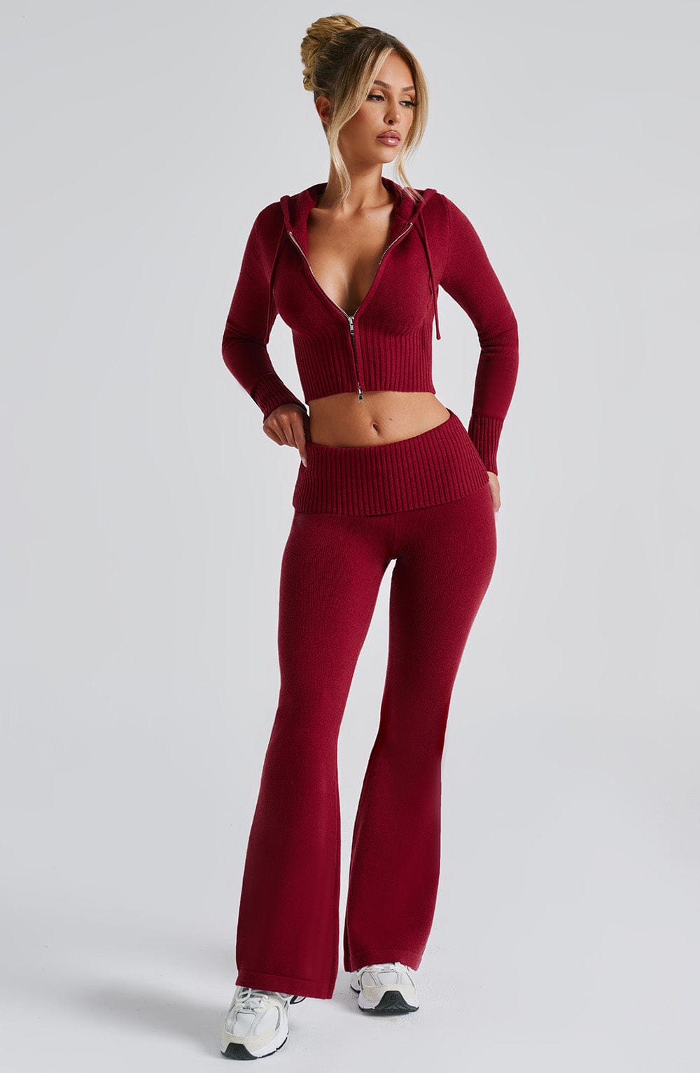 Alevna™ Portia Triko Pantolon - Kırmızı