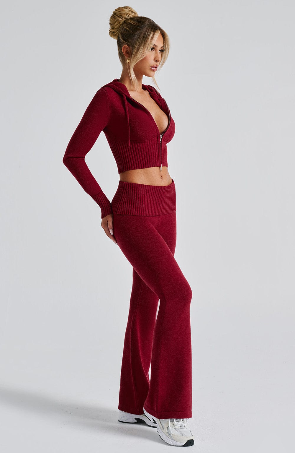Alevna™ Portia Triko Pantolon - Kırmızı