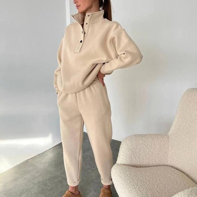 Alevna™ ❄️Kışa Özel❄️ Kadın Düğmeli Sweat & Eşofman Takımı (2 Parça)