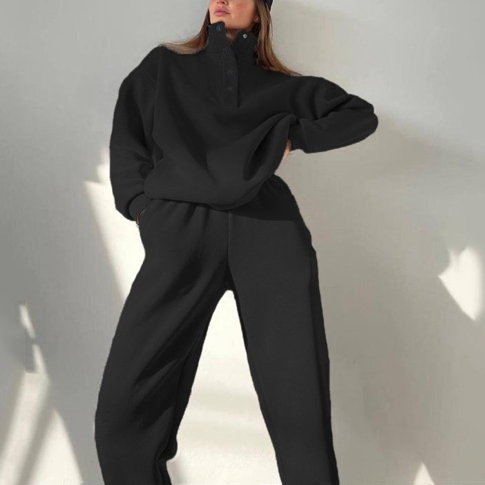 Alevna™ ❄️Kışa Özel❄️ Kadın Düğmeli Sweat & Eşofman Takımı (2 Parça)