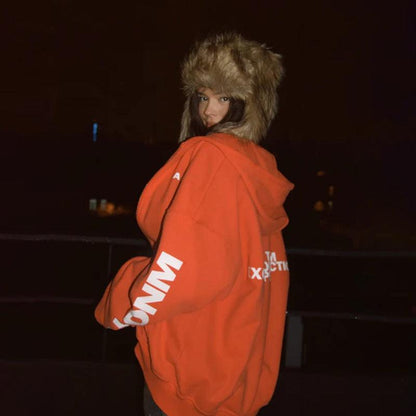 Alevna™ Yazı Baskılı Sweat Mont