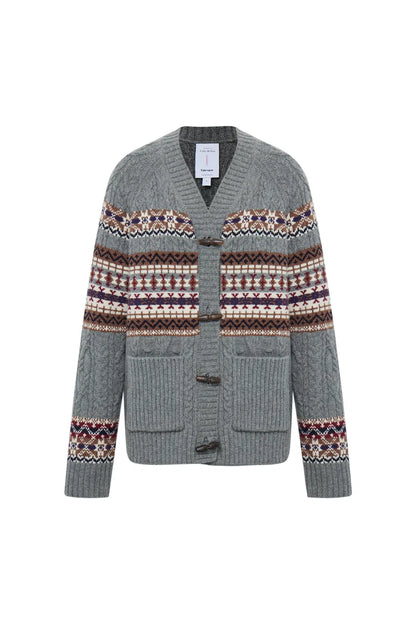 Coll Fair Isle Cardigan in Chunky Merino Wool Knit