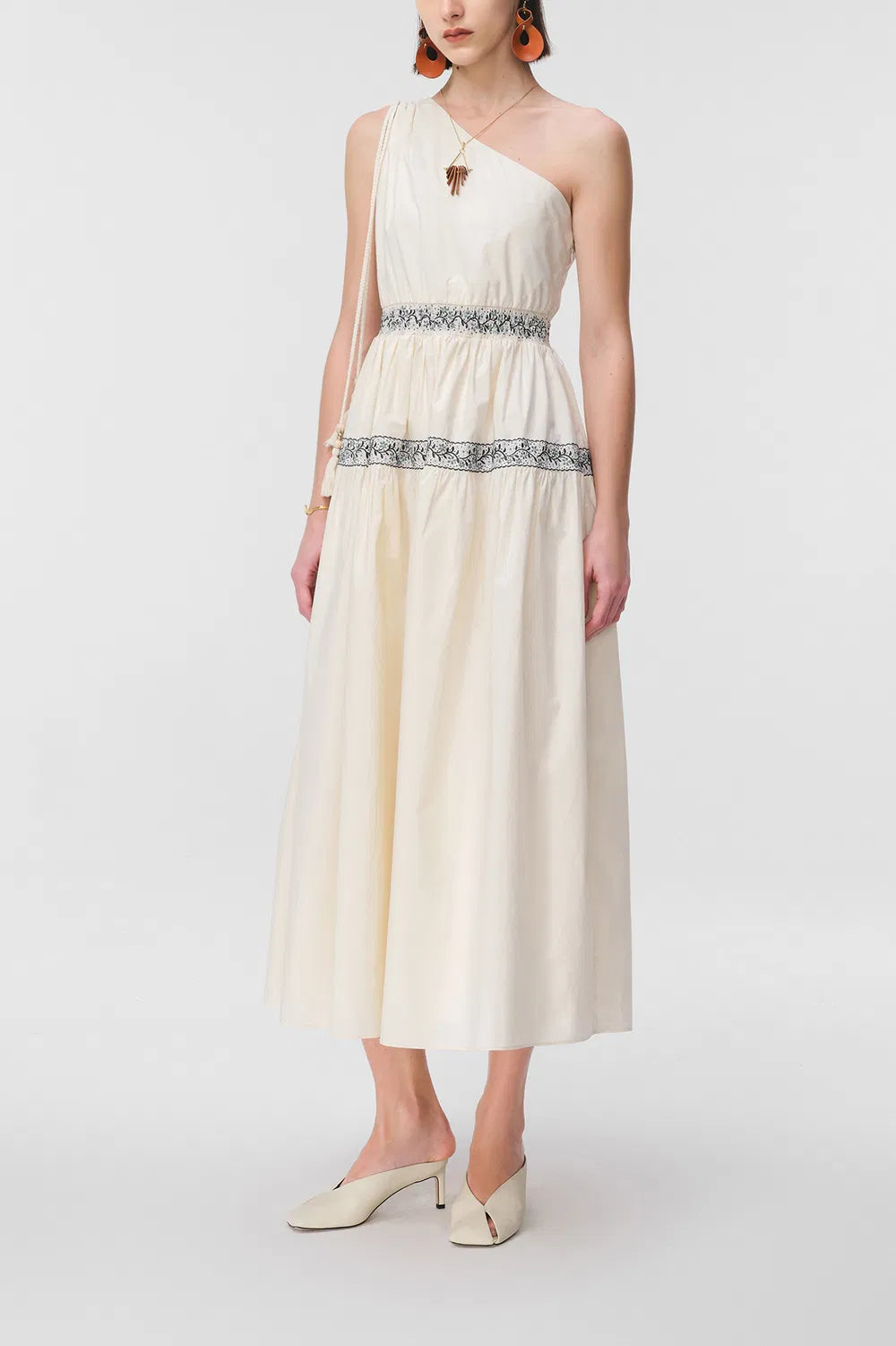 Althea One-Shoulder Embroidered Dress