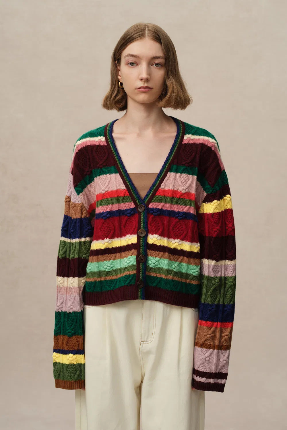 Lila Colorful Cardigan in Merino Wool Knit