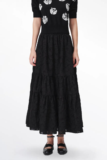 Mischa Midi Skirt in Devoré Viscose Blend