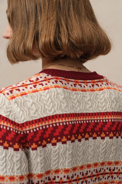 Ava Fair Isle Cardigan in Merino Wool Knit