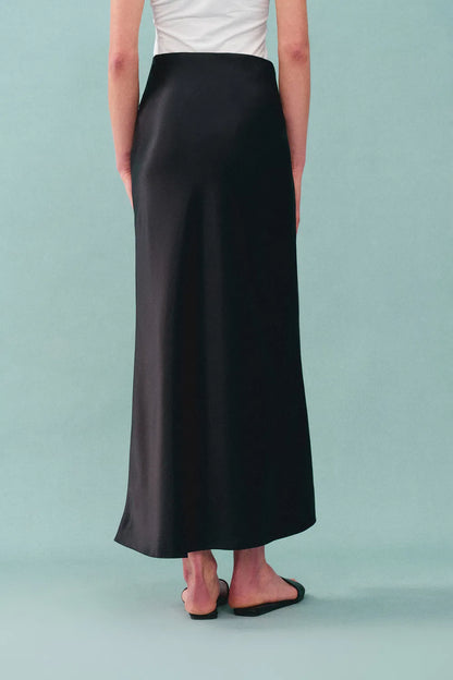 Moon Black Skirt in Premium Silky Satin