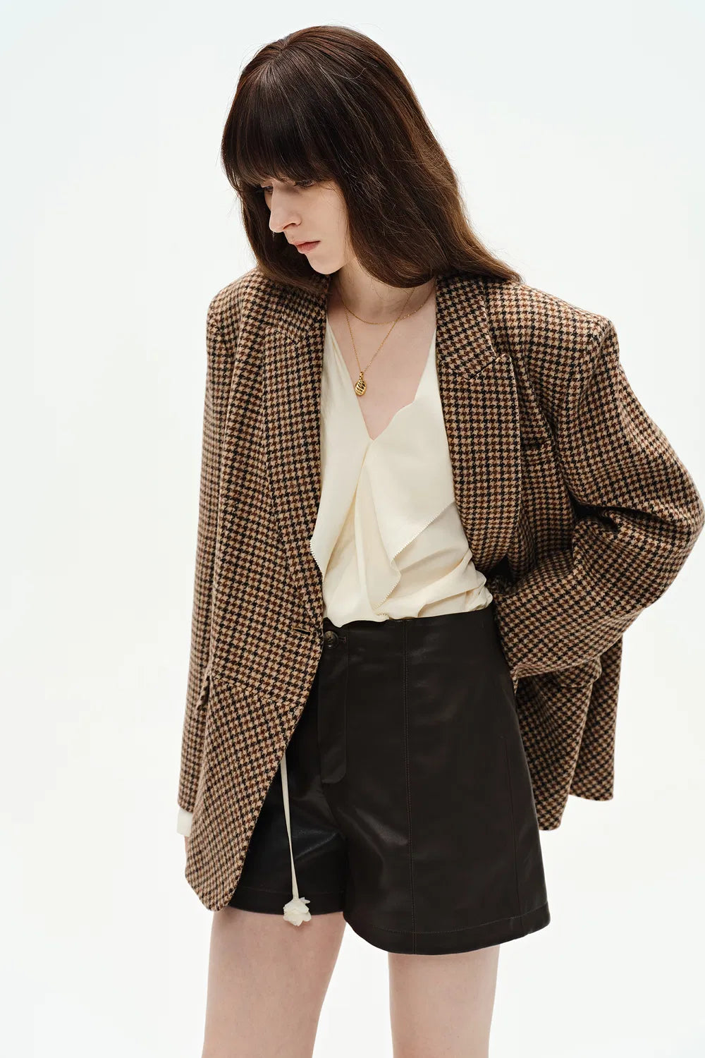 Meare Plaid Blazer in Merino Wool Houndstooth