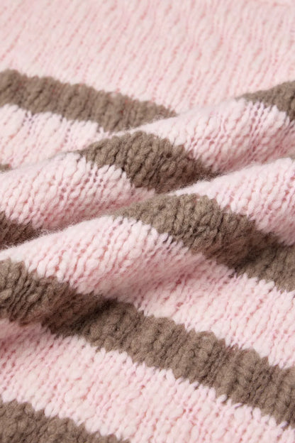 Kirsten Striped Pullover Sweater in Wool Blend Bouclé Knit