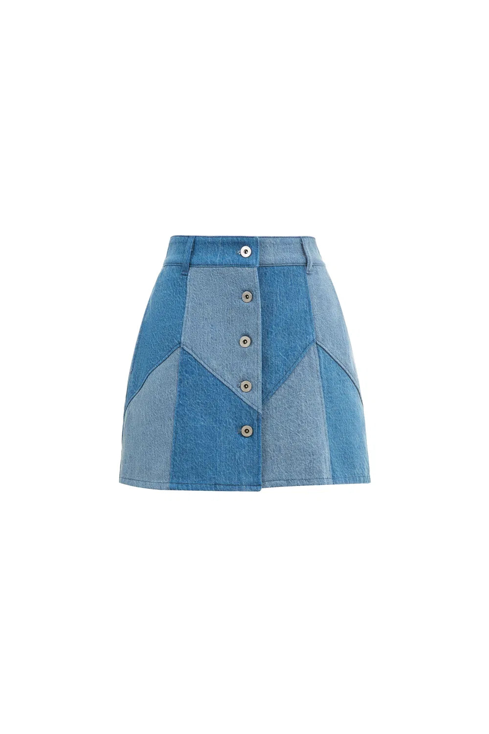 Angie Colorblock Denim Skirt in Tencel Lyocell Blend