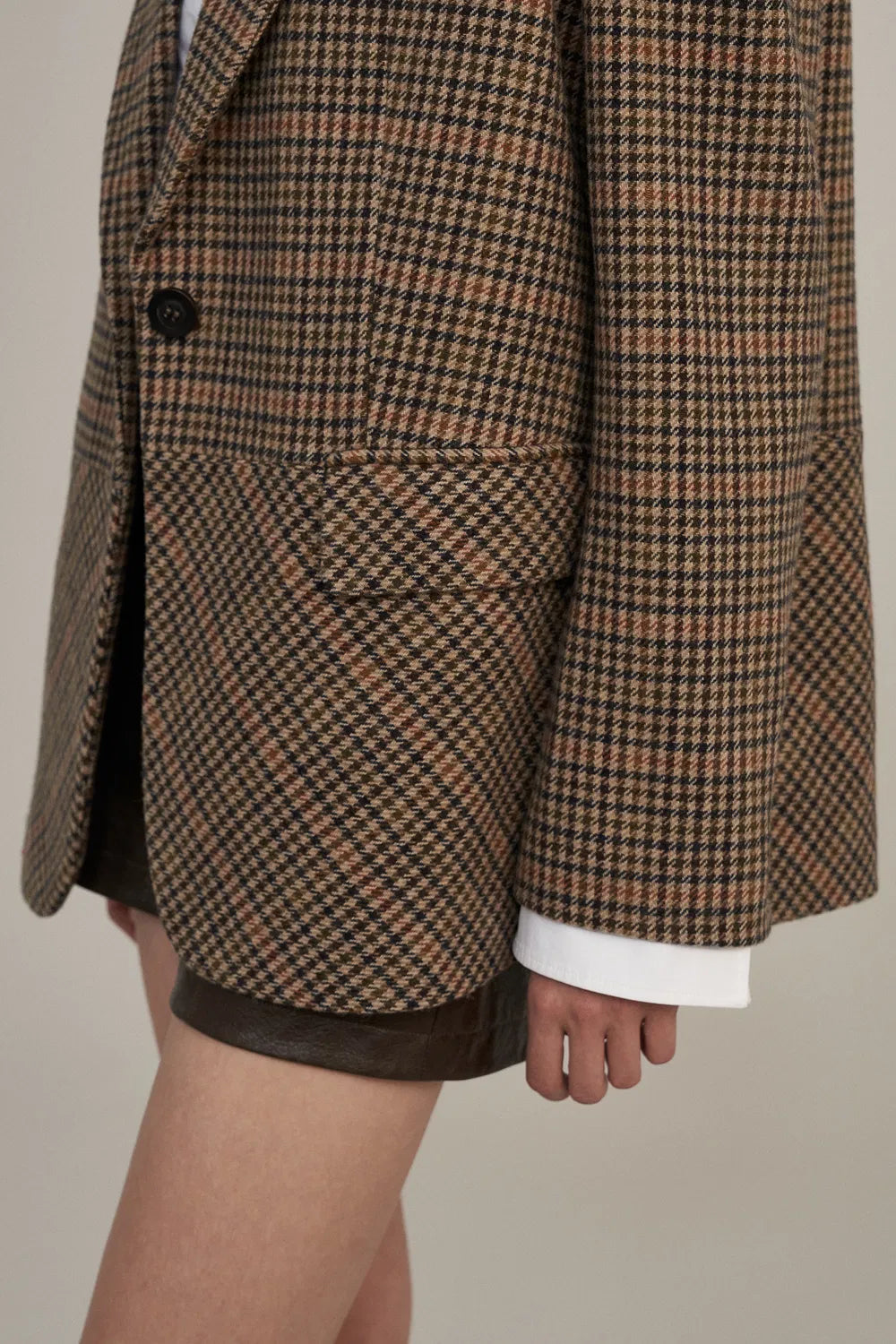 Meare Plaid Blazer in Merino Wool Blend Houndstooth