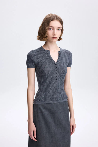 Lauren Cable Top in Merino Wool Knit