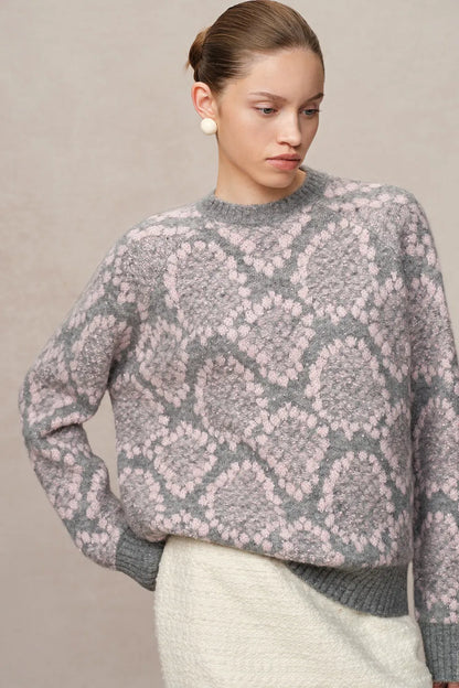 Masina Sequined Snake Zodiac Sweater in Chunky Merino Wool Knit