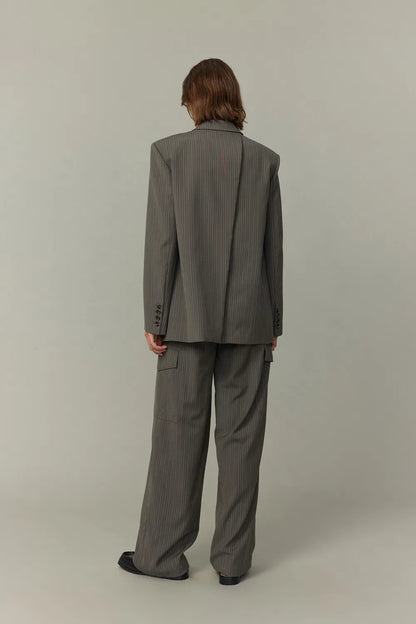 Hana Striped Pants in Fine Worsted Wool