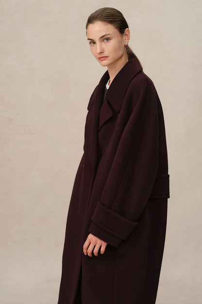 Emma Sailor Collar Oversized Coat in Merino Wool Single-Face Cloth