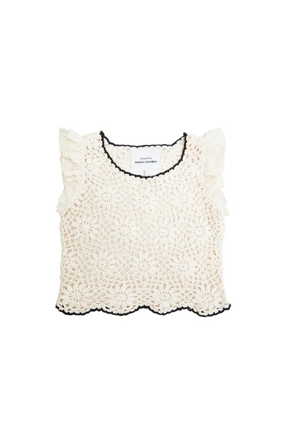 Mia Handcrafted Crochet Openwork Top in Cotton Knit