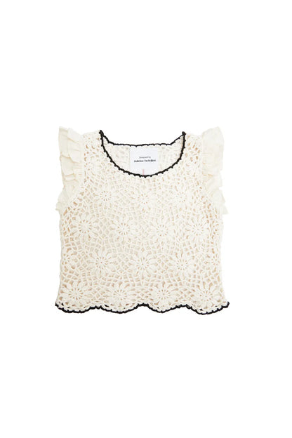 Mia Handcrafted Crochet Openwork Top in Cotton Knit