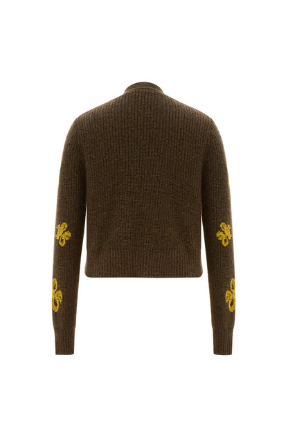 Flores Jacquard Cardigan in Tibetan Yak Down Knit