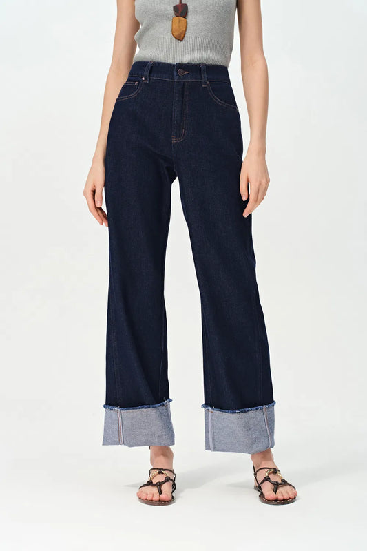 Cici Straight Leg Jeans in Raw Lyocell Denim