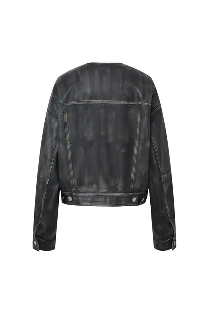 Helmingham Round Neck Jacket in Eco Leather